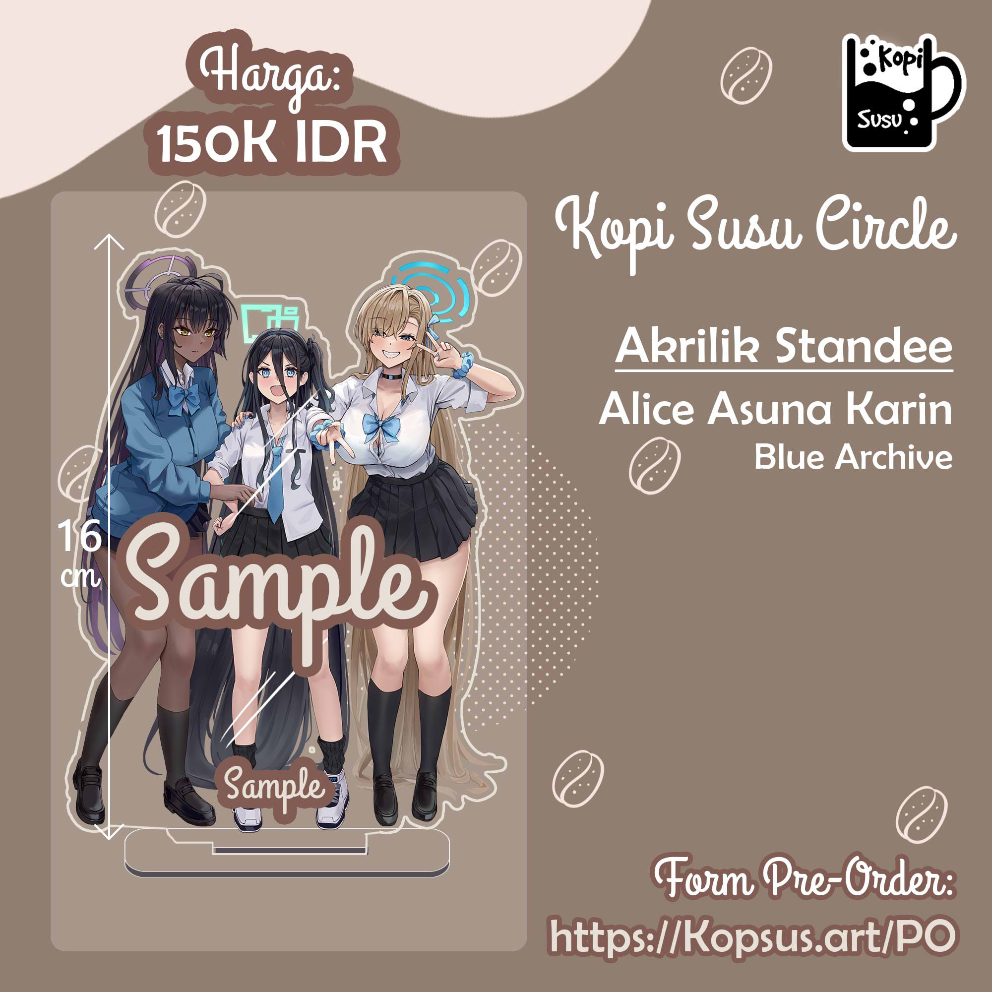 Akrilik Standee Iroha Isshiki, Yui Yuigahama, Yukino Yukinoshita OreGairu, Koharu Hanako, Toki Blue Archive