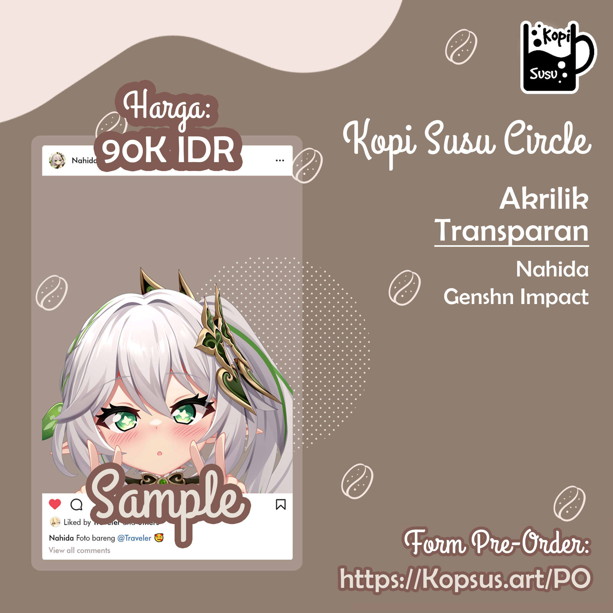 Akrilik Instagram Soraski Hina, Ryuuge Kisaki, Wakamo, Akira Blue Archive, Nahida Genshin Impact