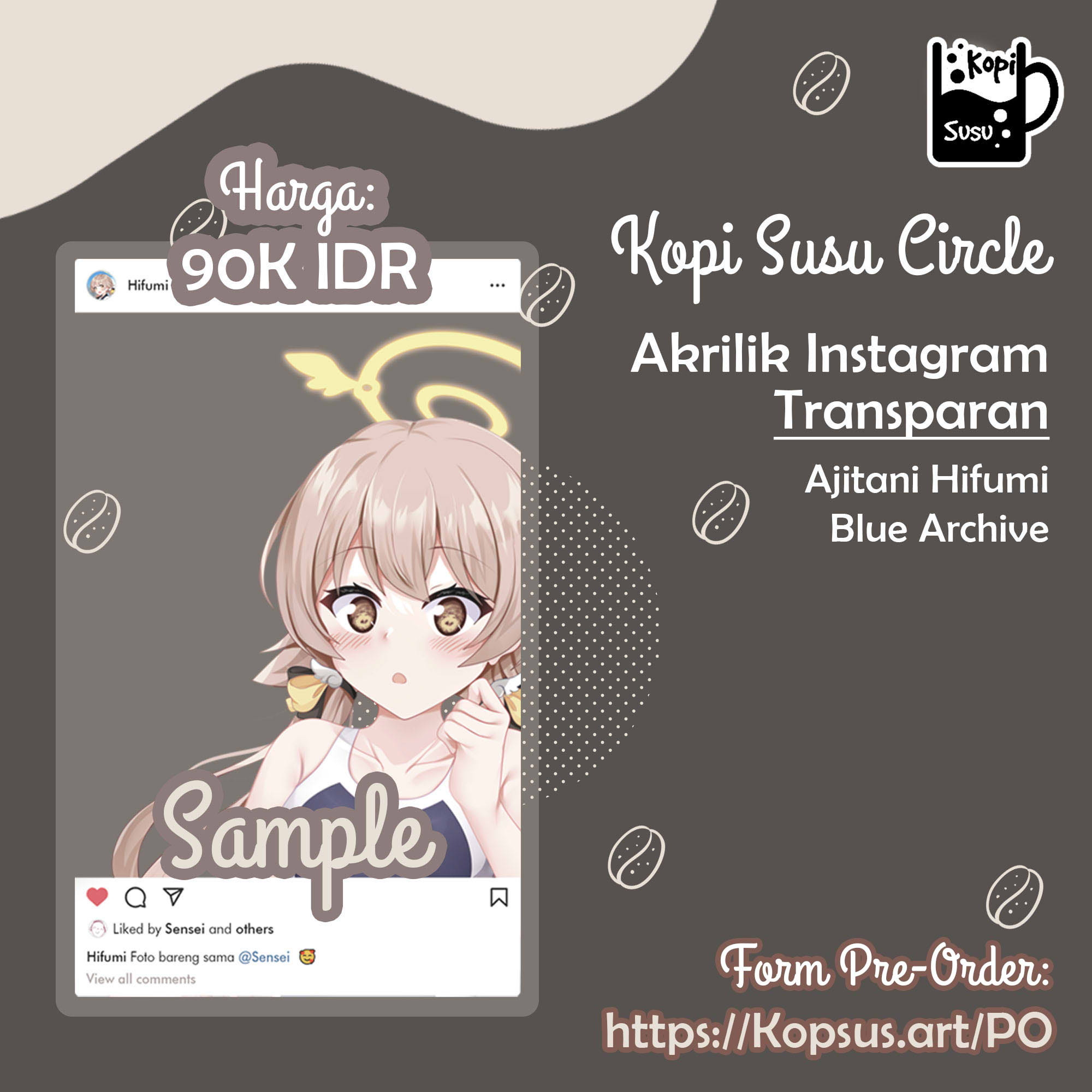Akrilik Instagram Soraski Hina, Ryuuge Kisaki, Wakamo, Akira Blue Archive, Nahida Genshin Impact