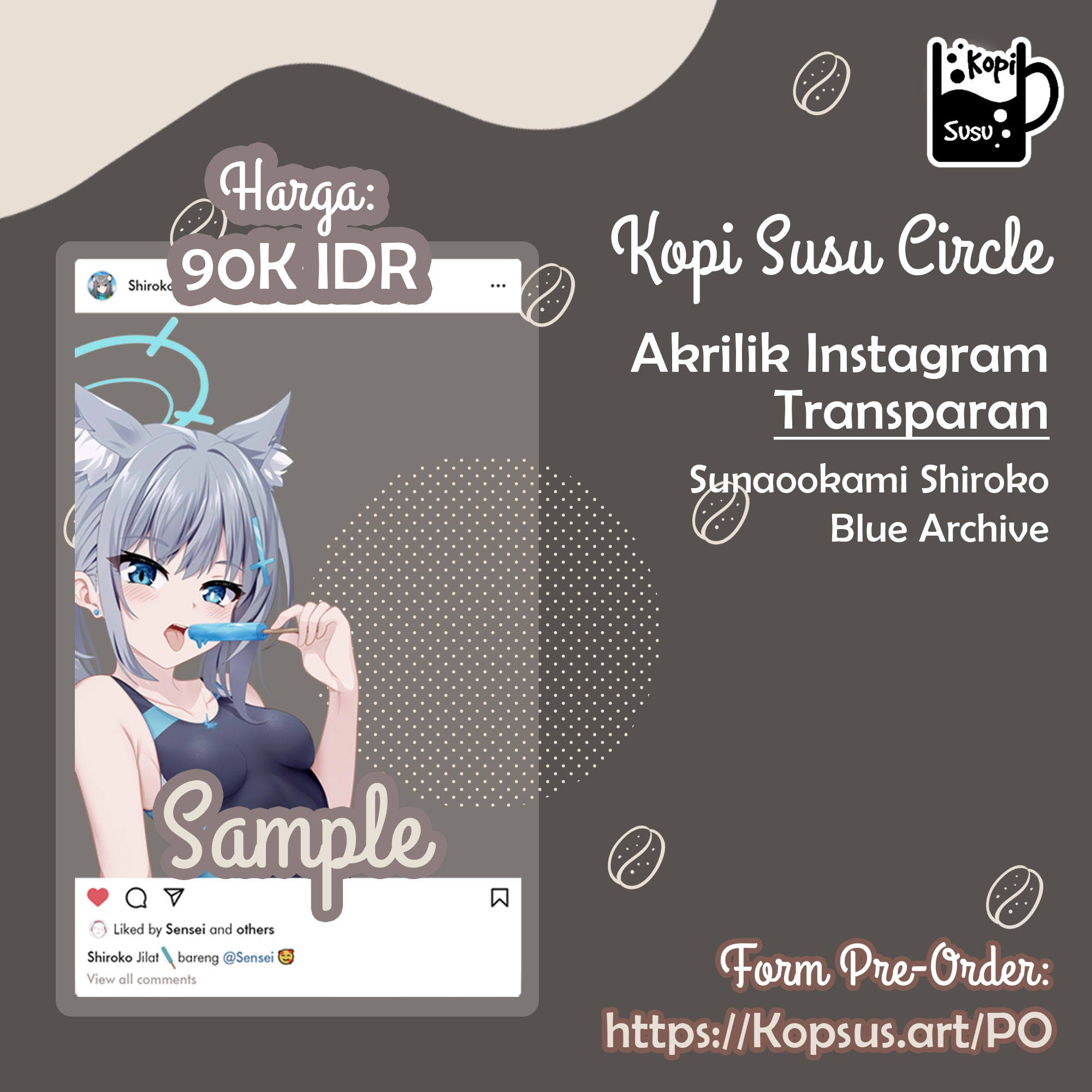 Akrilik Instagram Soraski Hina, Ryuuge Kisaki, Wakamo, Akira Blue Archive, Nahida Genshin Impact